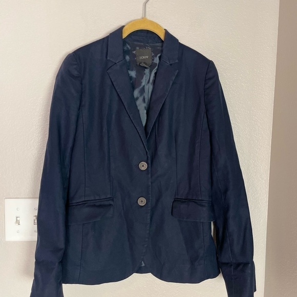 J Crew Navy Blue Cotton Blazer 2 - Picture 4 of 6